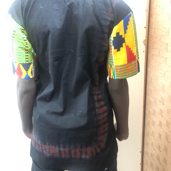 African men attire shirt with kente sleeve - Picture 5 of 7